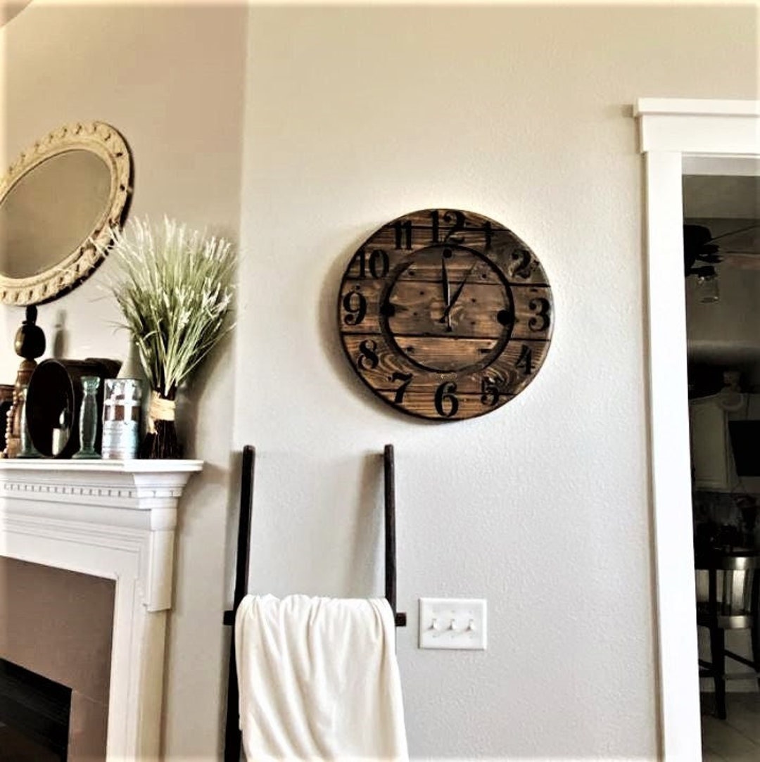 Rustic Farmhouse Spool Wall Clock – 20