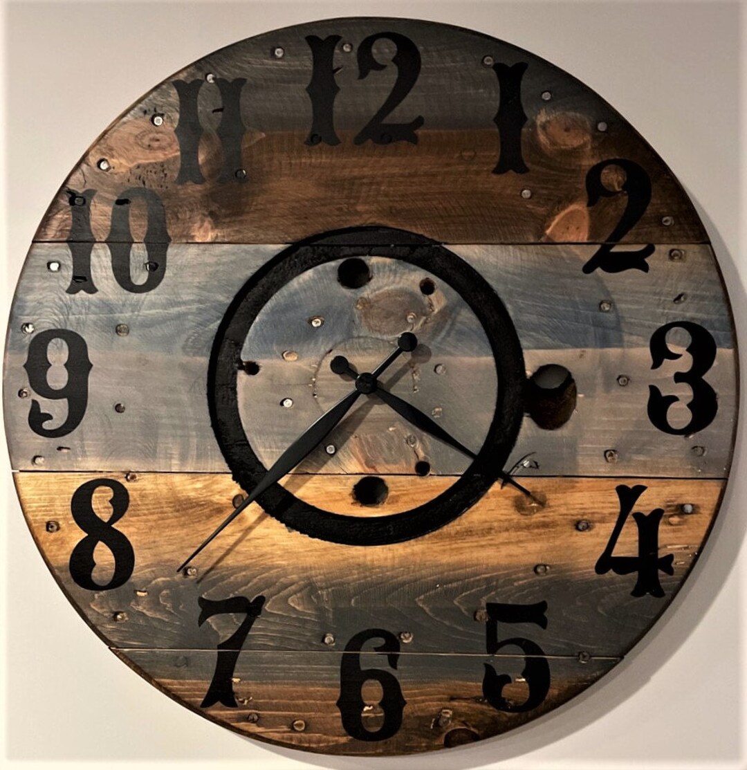 Rustic Farmhouse Spool Wall Clock – 20