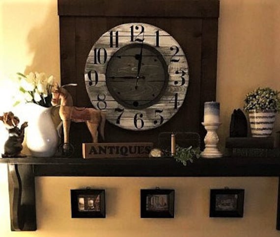 Farmhouse Wood Spool Wall Clock - 20" to 36 IN Round Wooden Clock - Personalized Unique Gift - Industrial Rustic Statement Piece- Custom Art