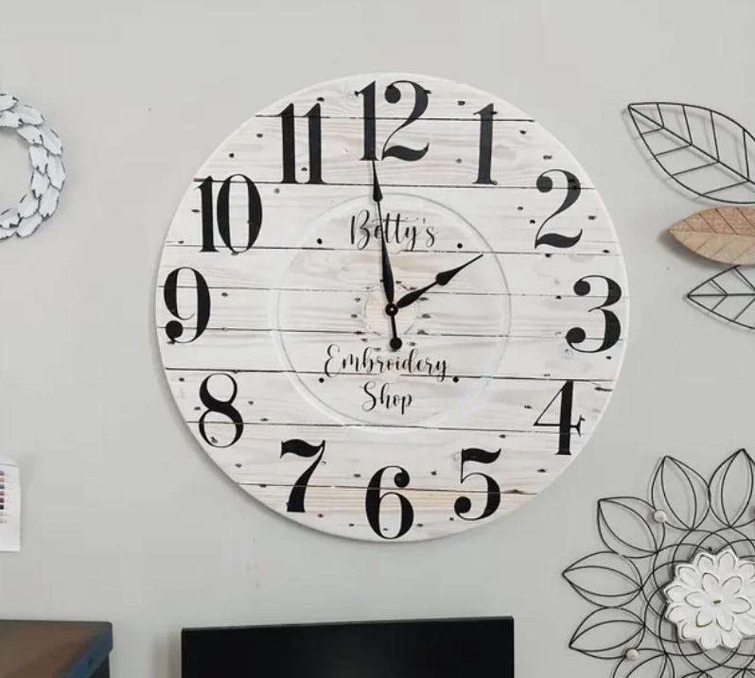 Farmhouse Wood Spool Wall Clock - 20