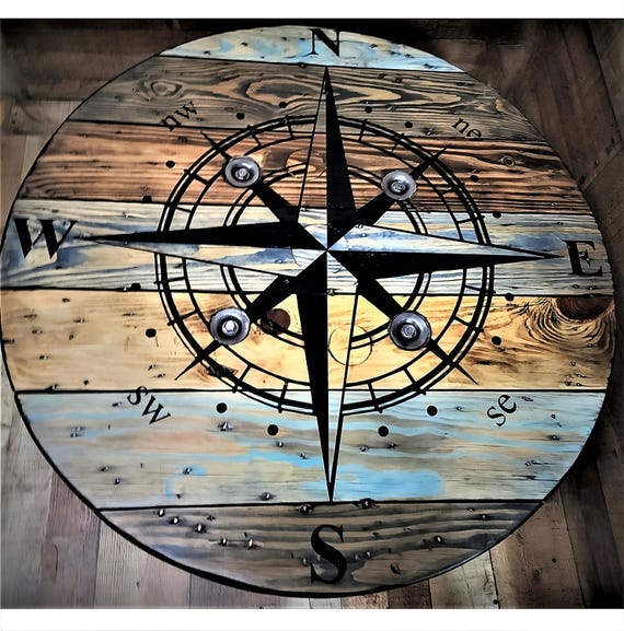Farmhouse Wood Spool Table - 20" to 36 IN - Hairpin & Pipe Legs - Statement Piece Gift - Round Coffee Side Dining Pub Outdoor Wooden Table