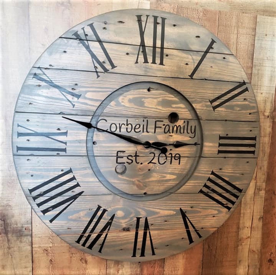 Farmhouse Wood Spool Wall Clock - 20