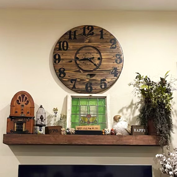 Farmhouse Wood Spool Wall Clock - 20" to 36 IN Round Wooden Clock - Personalized Unique Gift - Industrial Rustic Statement Piece- Custom Art