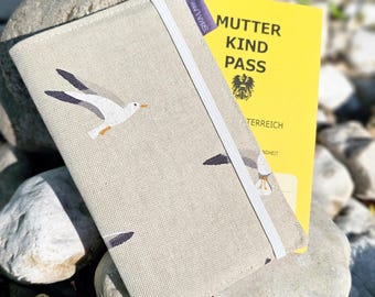 Capa para Passaporte Mãe-Filho (Tecido) com Bolso para Cartão Eletrônico | Capa Protetora para Passaportes Mãe-Filho | Capa para Caderneta de Exames | Presente para Gravidez e Nascimento | Feito à Mão