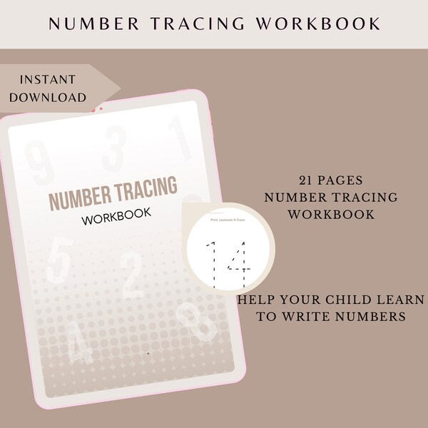 Toddler Learning Number Tracing Work Book up to Number 20.