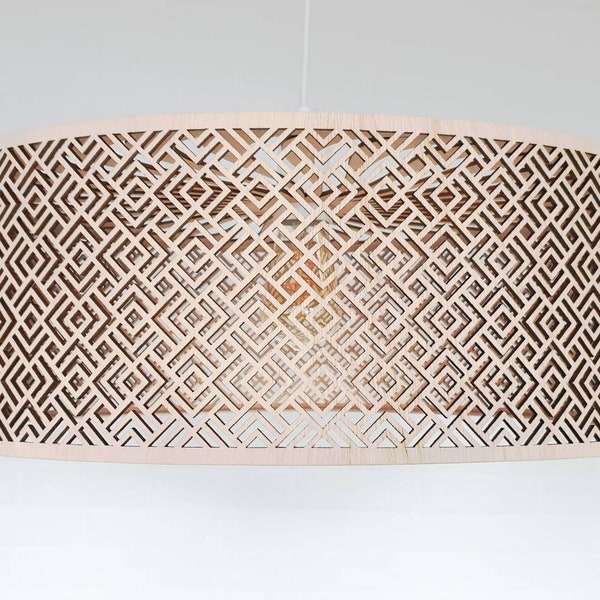 GEOMETRIC Hängelampe Holz Lampenschirm,Lamp Moderner Kronleuchter Holzlampe Industrielampe Esszimmer Beleuchtung