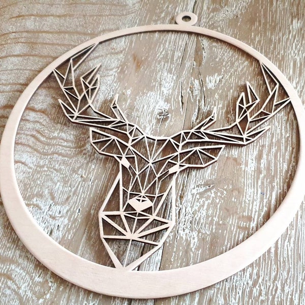 Tür Schmuck aus Holz Reh Hirsch Weihnachtsdeko Tür Kranz Weihnachten Fensterdeko geometric deer