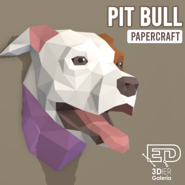 Pitbull Dog PDF Papercraft Templates, Pit Bull, Paper art and craft for home decor, DIY, 3DIER
