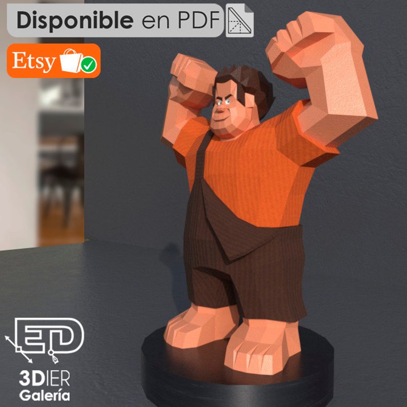 Bricolaje 3DIER Arte de papel y manualidad para decoraci\u00f3n de hogar Ralph Dise\u00f1o Papercraft con plantillas PDF para construir a mano