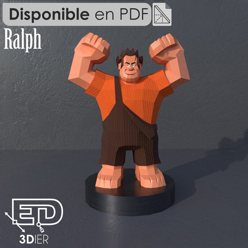Bricolaje 3DIER Arte de papel y manualidad para decoraci\u00f3n de hogar Ralph Dise\u00f1o Papercraft con plantillas PDF para construir a mano