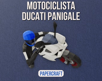 Papercraft Motorcyclist, Moto GP, Ducati Panigale, PDF templates, Paper art, 3D Design for Crafts, Do it yourself, 3DIER