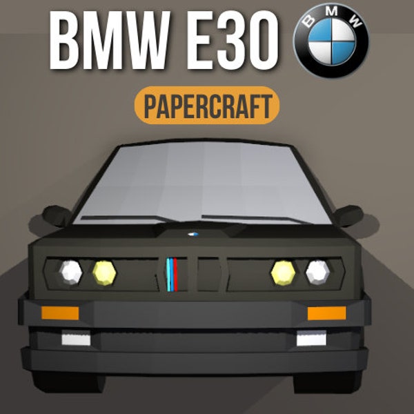 Carro BMW E30 Papercraft, Auto Papercraft, plantillas PDF, Arte de papel, Diseño 3D para Manualidad, Hazlo tu mismo, 3DIER