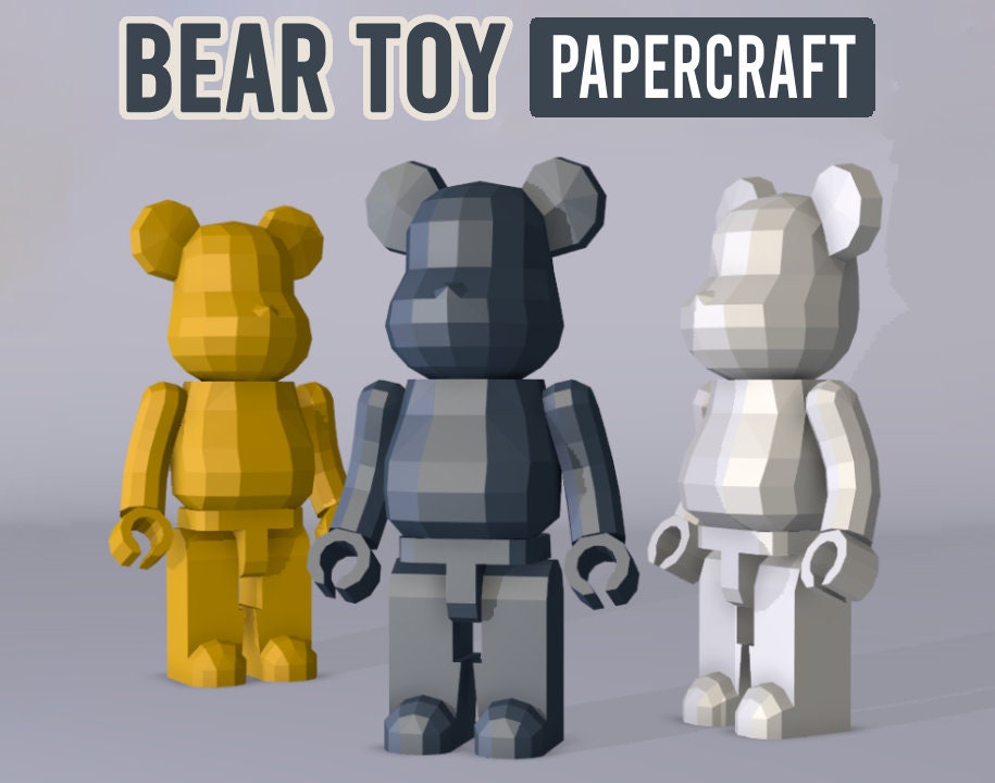 Bear Toy Papercraft, PDF Templates, Paper Art, 3D Design for