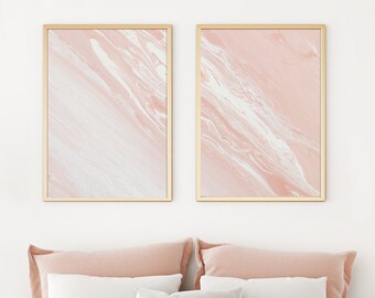 Blush Pink Acrylique Pour Painting- Ensemble de deux estampes, Art mural IMPRIMABLE, Peintures minimalistes originales, Archives d’art abstrait TÉLÉCHARGEMENT NUMÉRIQUE