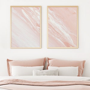 Blush Pink Acrylic Pour Painting- Set of Two Prints, PRINTABLE Wall Art, Original Minimalist Paintings, Abstract Art Prints DIGITAL DOWNLOAD