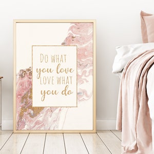 Do what you love Inspirational Wall Art, Original Acrylic Pour Painting Gold, PRINTABLE Office Decor, Female Entrepreneur, Teen Girl Bedroom image 1