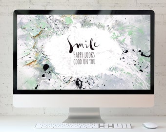 Desktop Wallpaper, Computer Wallpaper of Abstract Painting "Smile", Desktop Wallpaper for Computer