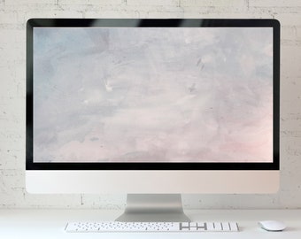 Desktop Wallpaper / Computer Wallpaper, Original Watercolor Painting Blush Blue, Desktop Wallpaper for Computer