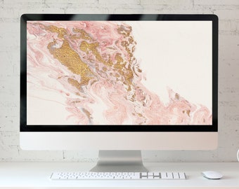 Desktop Wallpaper, Computer Wallpaper of Blush Abstract Painting, Desktop Wallpaper for Computer