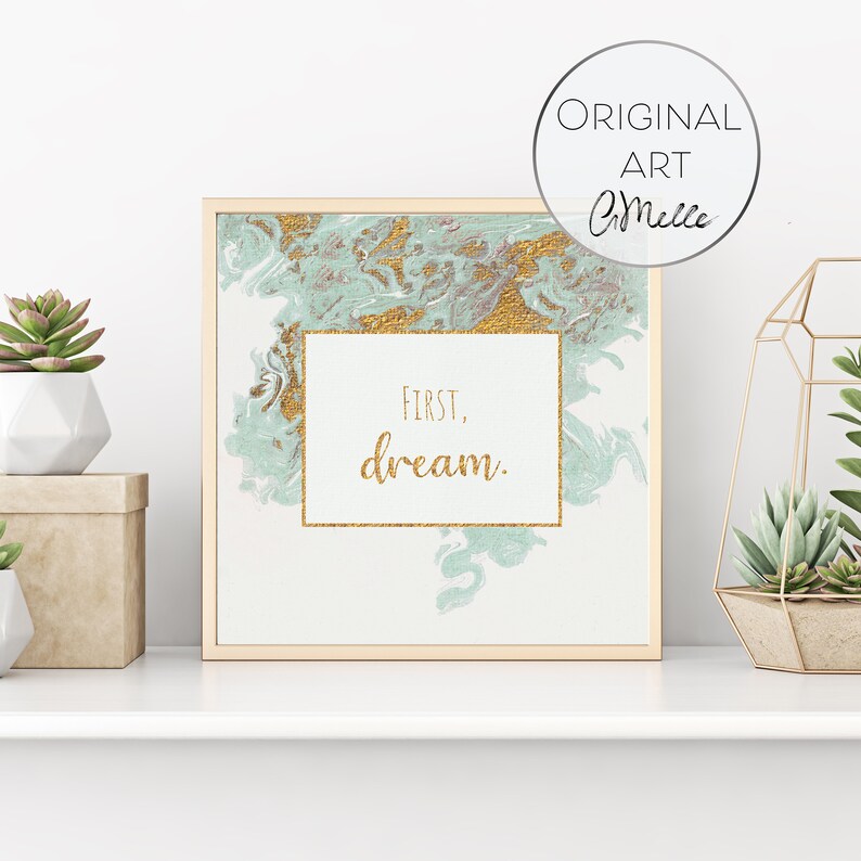 Turquoise Gold Inspirational Wall Art Set of 4 Prints DIGITAL | Etsy