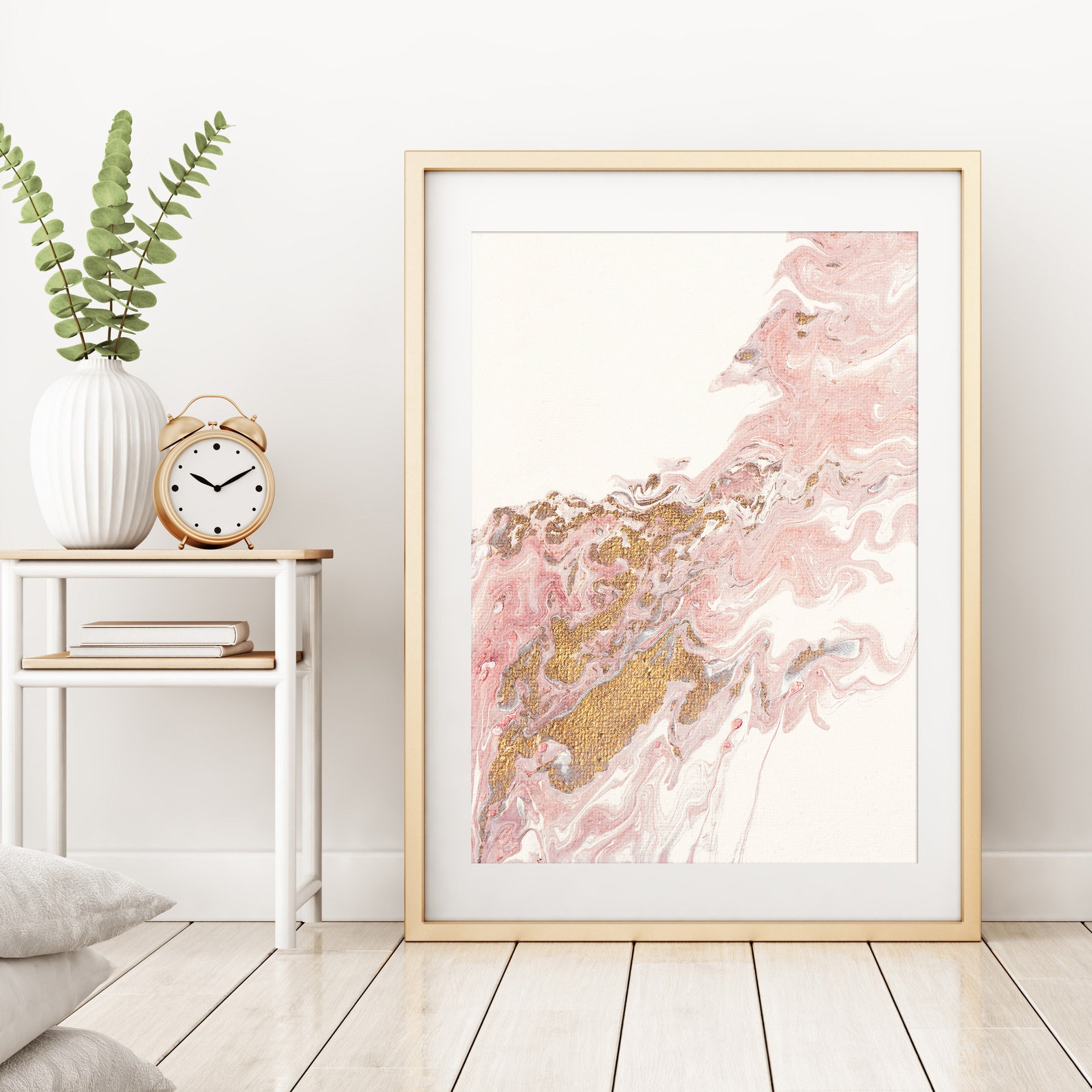 Original Abstract Painting Gold Blush Acrylic Pour Painting Etsy
