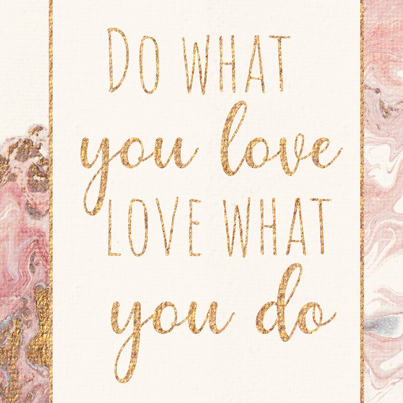 Do what you love Inspirational Wall Art, Original Acrylic Pour Painting Gold, PRINTABLE Office Decor, Female Entrepreneur, Teen Girl Bedroom image 2