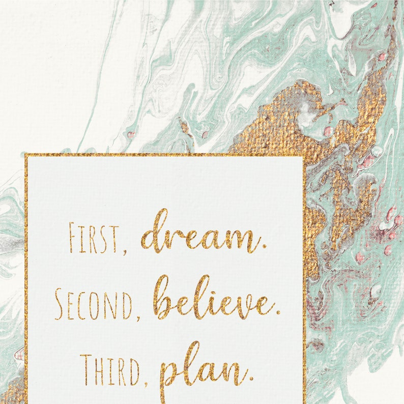 Turquoise Gold Painting Inspirational Wall Art PRINTABLE Etsy