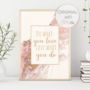 Do what you love Inspirational Wall Art, Original Acrylic Pour Painting Gold, PRINTABLE Office Decor, Female Entrepreneur, Teen Girl Bedroom image 3