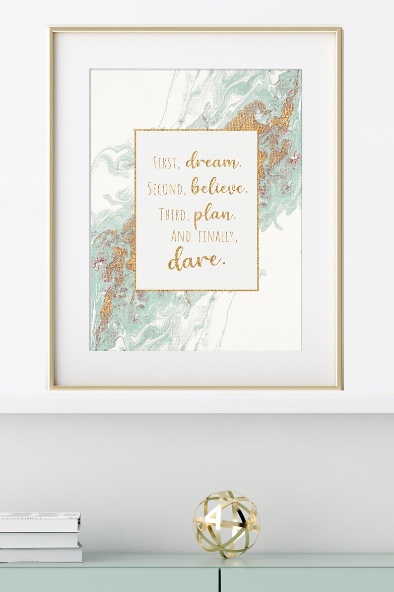 Turquoise Gold Painting Inspirational Wall Art PRINTABLE Etsy