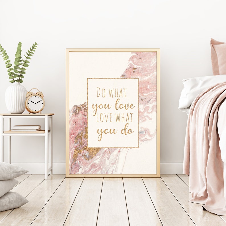 Do what you love Inspirational Wall Art, Original Acrylic Pour Painting Gold, PRINTABLE Office Decor, Female Entrepreneur, Teen Girl Bedroom image 1