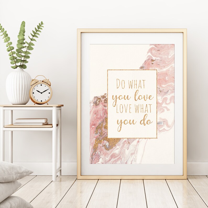 Do what you love Inspirational Wall Art, Original Acrylic Pour Painting Gold, PRINTABLE Office Decor, Female Entrepreneur, Teen Girl Bedroom image 7