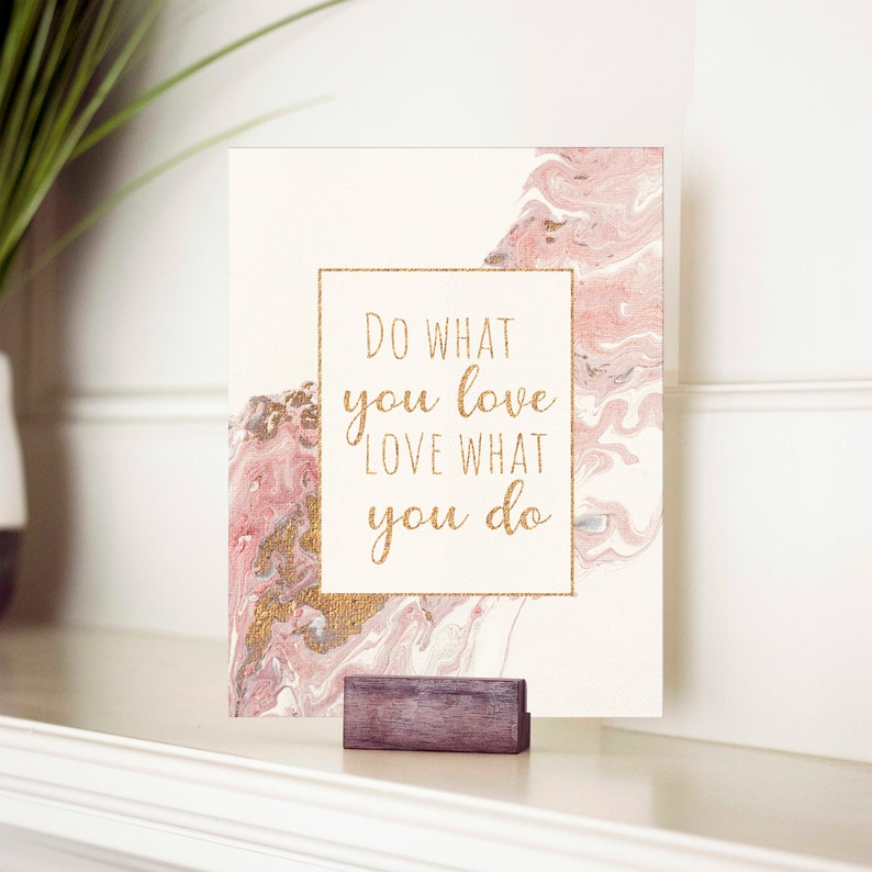 Do what you love Inspirational Wall Art, Original Acrylic Pour Painting Gold, PRINTABLE Office Decor, Female Entrepreneur, Teen Girl Bedroom image 8