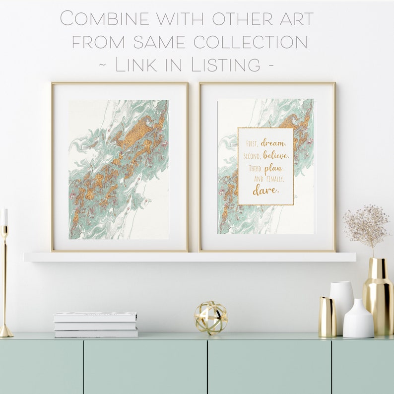 Turquoise Gold Painting Inspirational Wall Art PRINTABLE Etsy