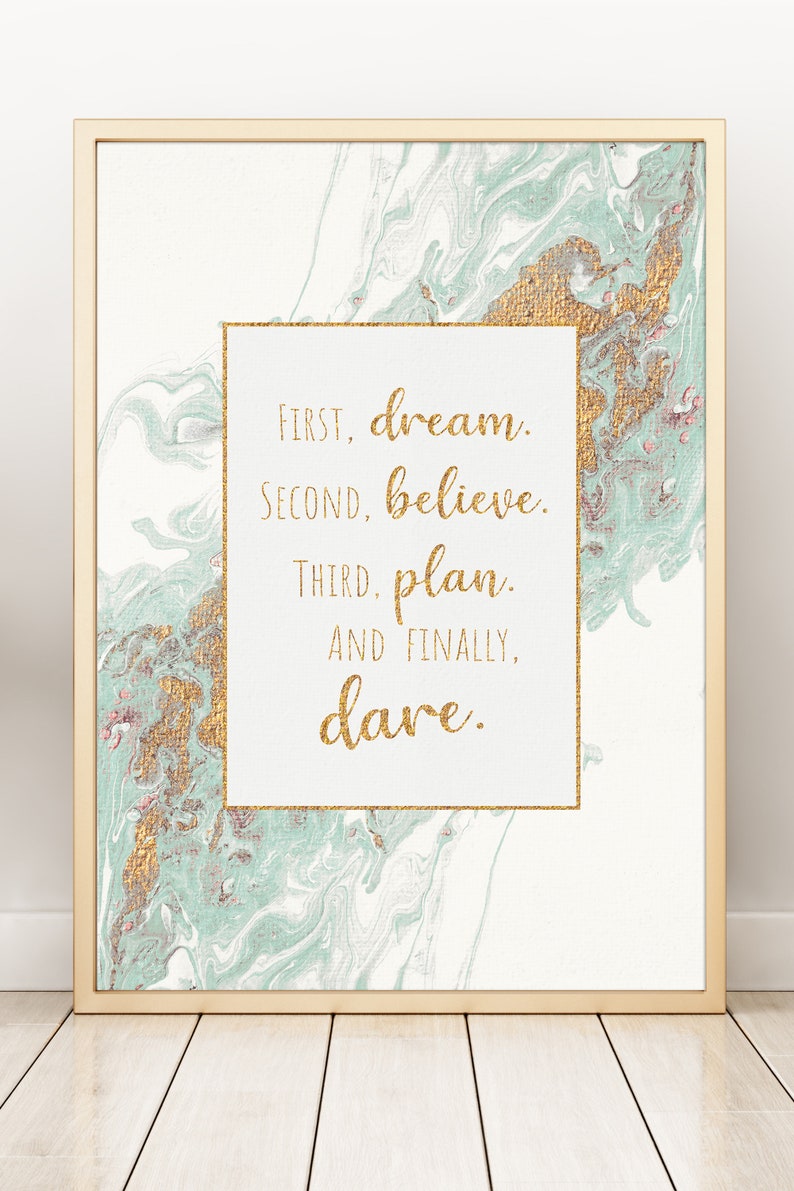 Turquoise Gold Painting Inspirational Wall Art PRINTABLE Etsy