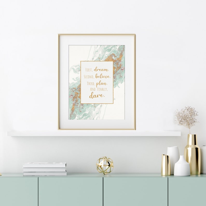 Turquoise Gold Painting Inspirational Wall Art PRINTABLE Etsy
