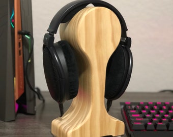 Wood Headphone Stand, Audiophile Wooden Headphone Stand, Headphone Holder Wood, Gaming Headset Stand Wood, Minimalist Headphone Stand