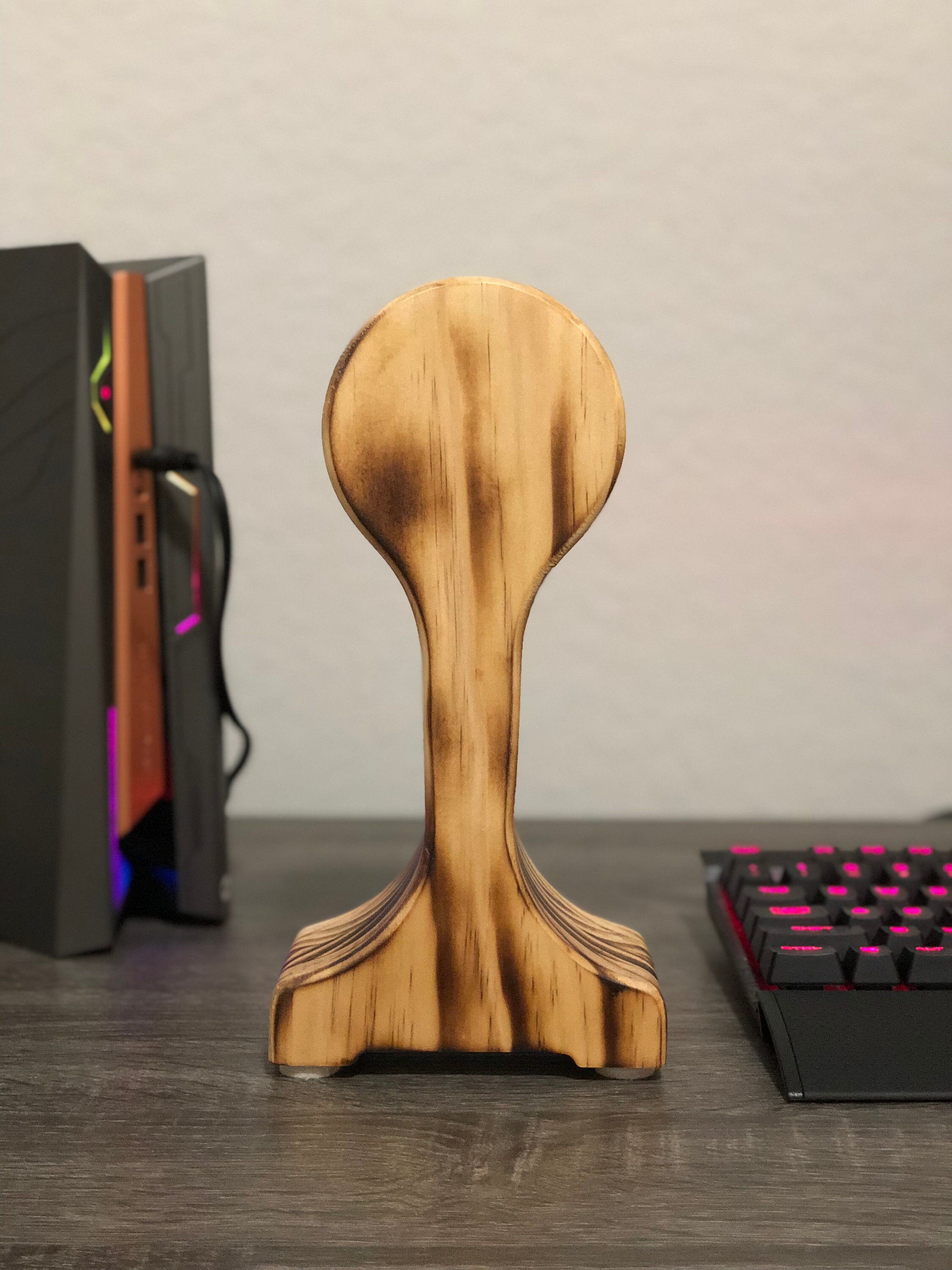 Rustic Wood Headphone Stand, Audiophile Wooden Headphone Stand