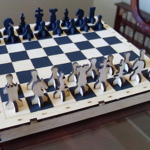 Wooden Chess Board, Mini Chess Game, Wood Chess Set, Rustic Chess board