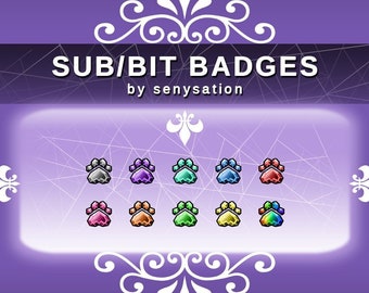 Crystal Paw Sub / Bit Badges for Twitch