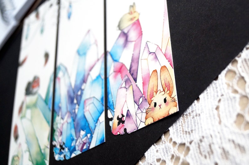 Combinable Bookmarks Cute Robin Bunnies Crystals Bunnies