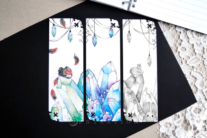 Combinable Bookmarks Cute Robin Bunnies Crystals Robin + Crystals