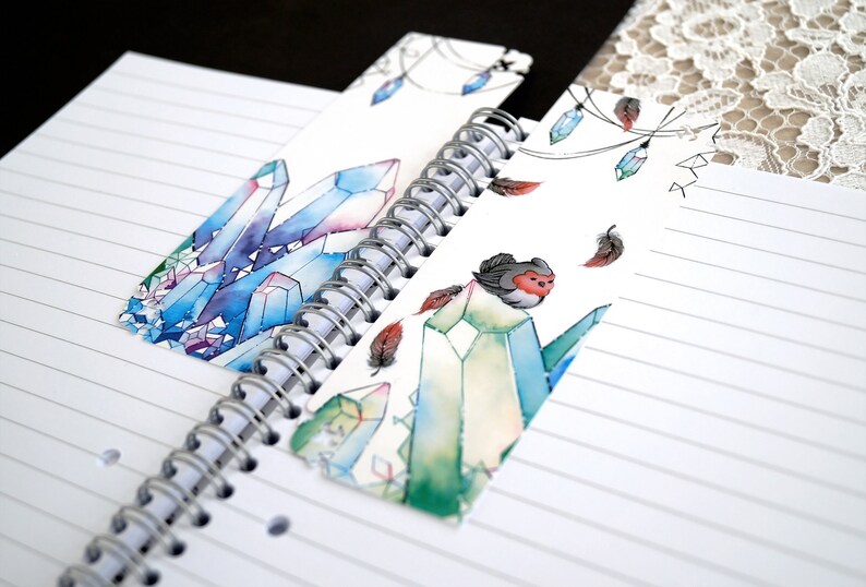 Combinable Bookmarks Cute Robin Bunnies Crystals image 2