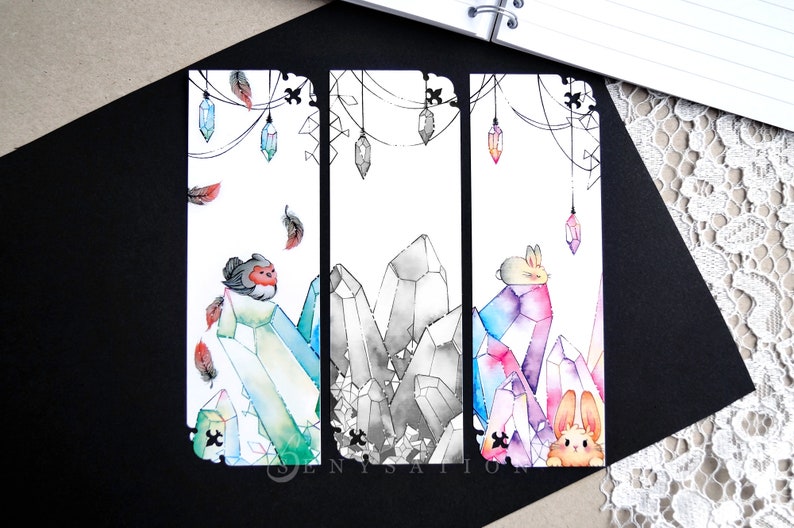 Combinable Bookmarks Cute Robin Bunnies Crystals Robin + Bunnies