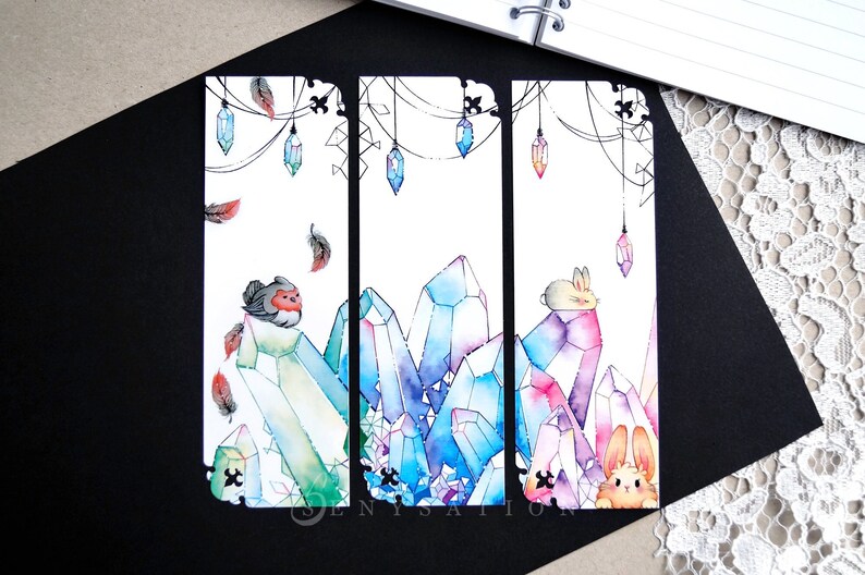 Combinable Bookmarks Cute Robin Bunnies Crystals All 3 designs