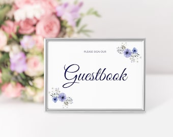 Floral Guest Book Sign Printable Wedding Sign Boho Guest Book Sign Wedding Guest Book Table Sign Guest Book Printable Instant Download ED-W1