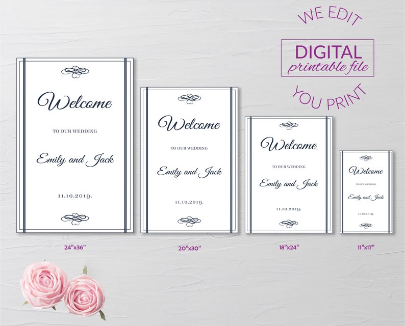 Elegant Welcome Wedding Sign Simple Welcome Sign Printable Elegant Wedding Sign Printable Simple Welcome Wedding Sign PDF ED-W6