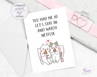 Watching Netflix Valentines Card Happy Valentines Funny Love Card Anniversary Card Printable Card For Boyfriend Girlfriend Instant Download