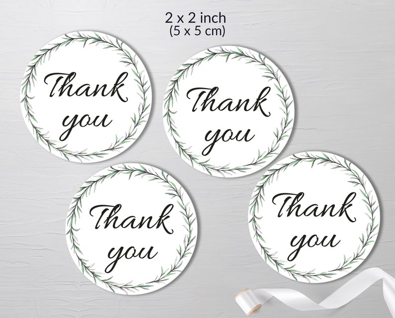 Greenery Favor Tags Printable Green Wreath Thank You Tag - Etsy