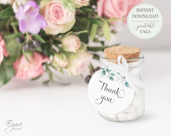 Eucalyptus Wedding Favor Tags: Greenery Thank You Printable (Digital Download)