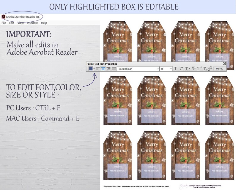 Rustic Christmas Gift Tag Template Printable Christmas Tags - Etsy